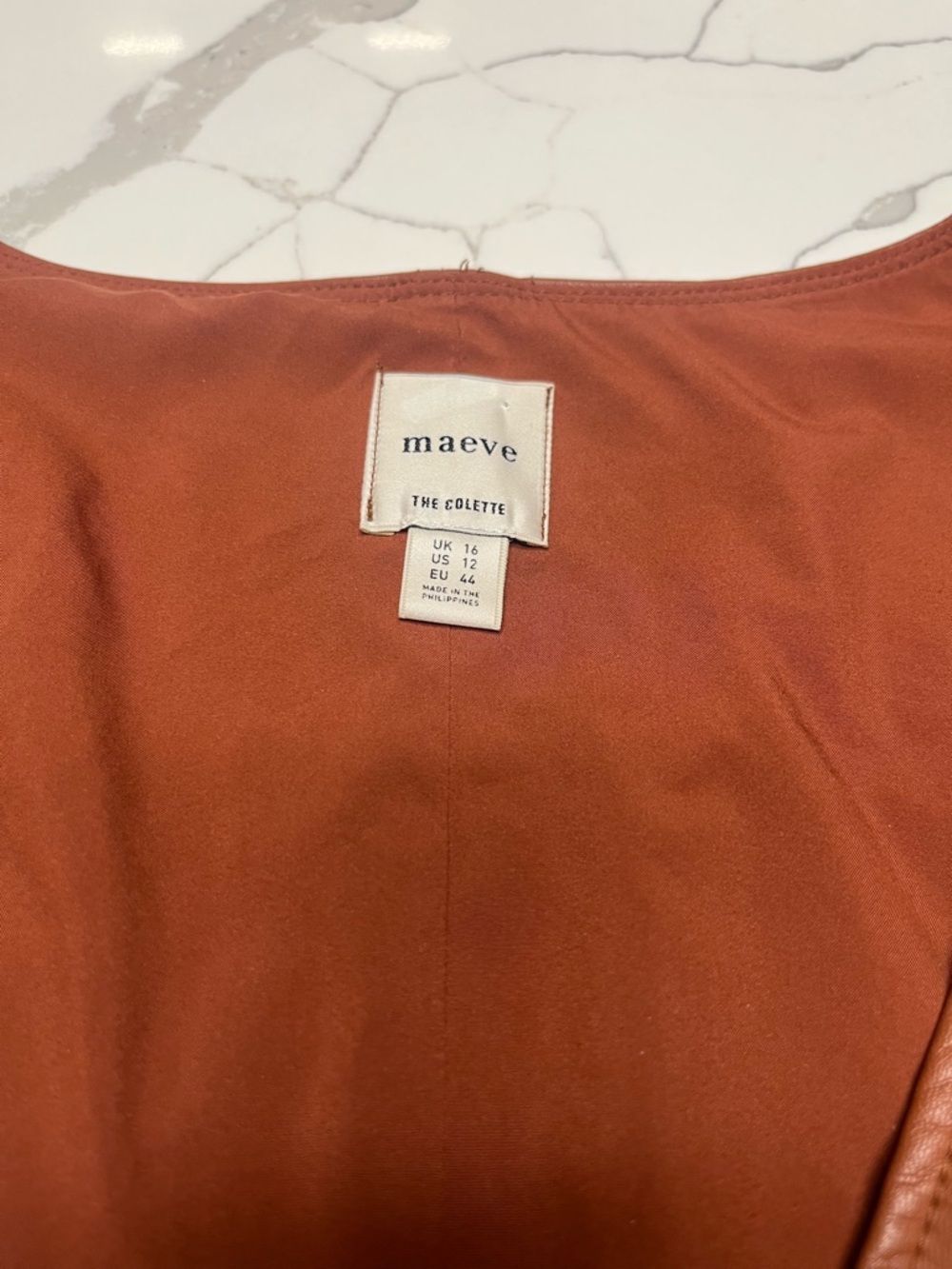 Maeve The Colette Faux Leather Cropped Wide-Leg Jumpsuit Size 12 - Picture 5 of 7